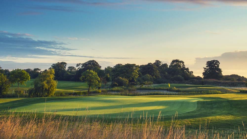 Green, water and fairway at Grange Castle Golf Club