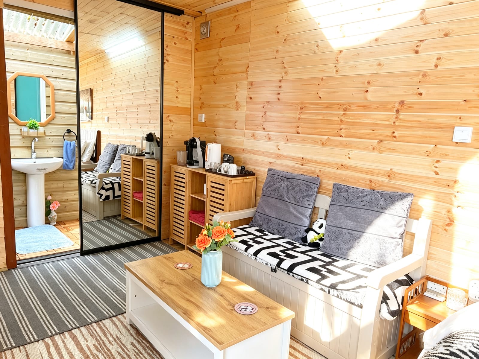 Cabin lounge and coffee station