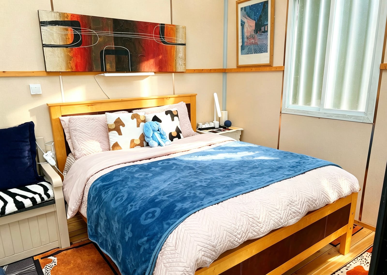 Prepared king bed inside Star Gazer