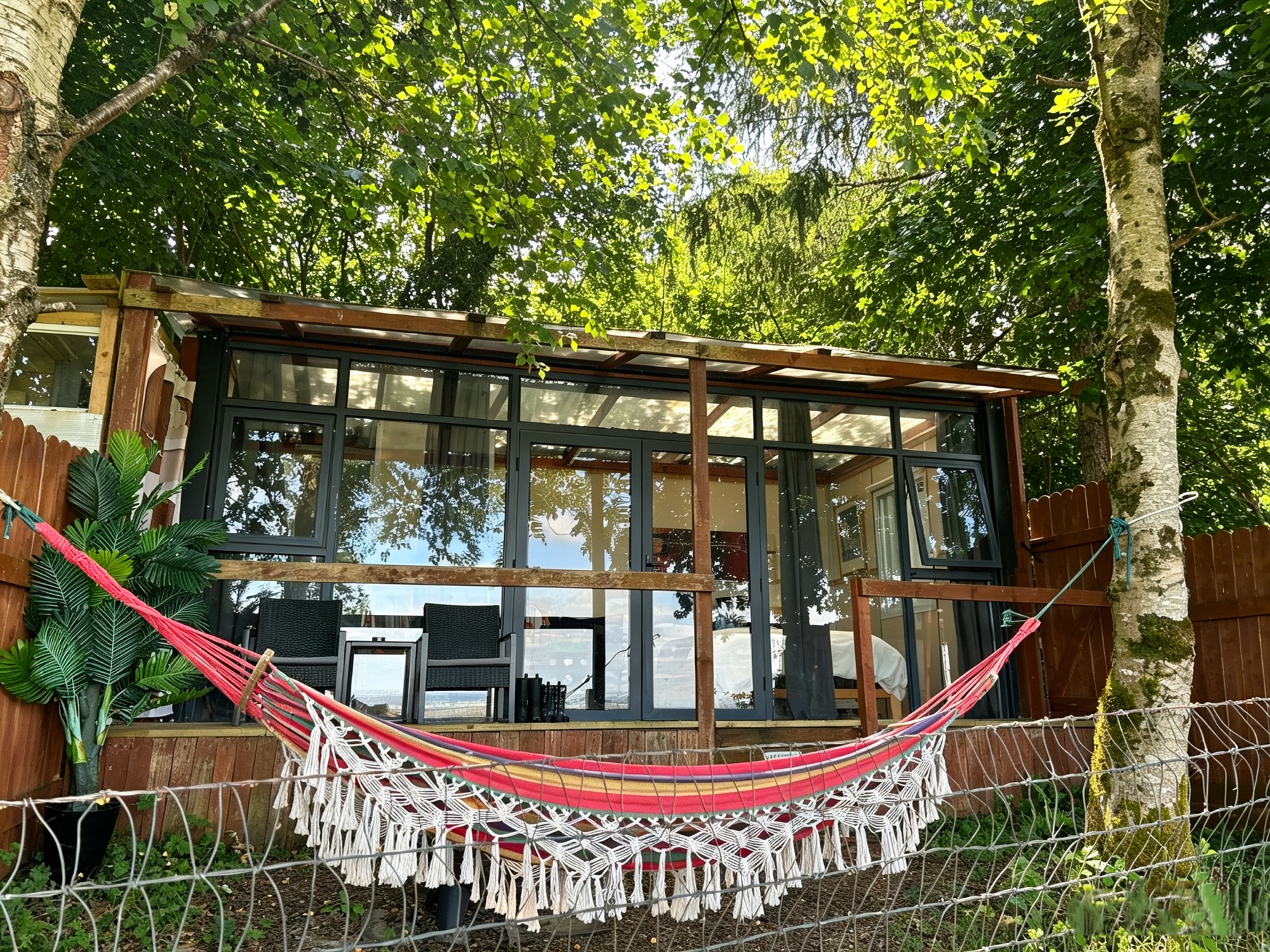 Star Gazer cabin and hammock among the trees