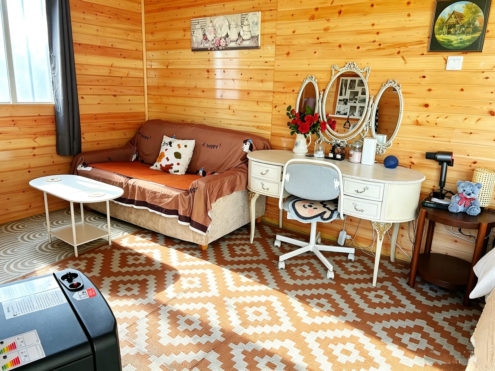 Valley View sofa, vanity and workspace