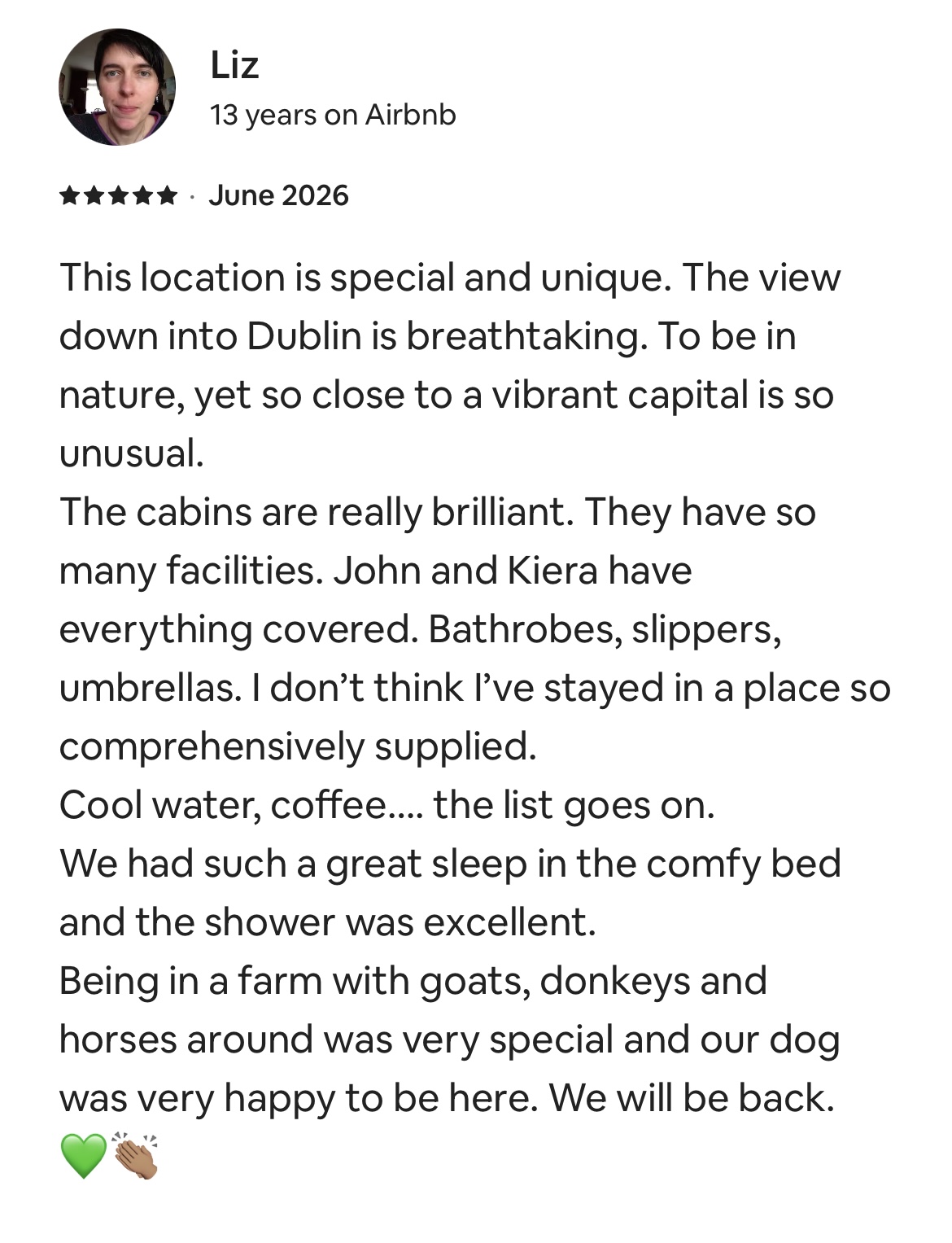 Five-star guest review from Liz